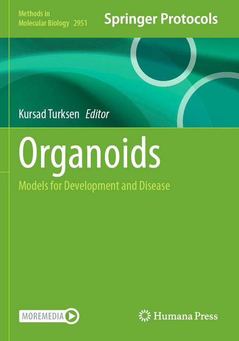 „Organoids: Models for Development and Disease“, Springer Protocols Buchcover in Grün mit Kreismuster.