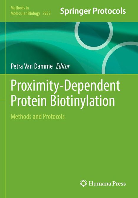 Titel: "Proximity-Dependent Protein Biotinylation". Grün-blaues Cover mit zirkularen Mustern.