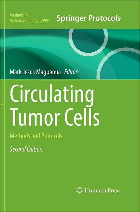 Buchtitel: "Circulating Tumor Cells". Herausgeber: Mark Jesus Magbanua. Grüne abstrakte Designs auf dem Cover.