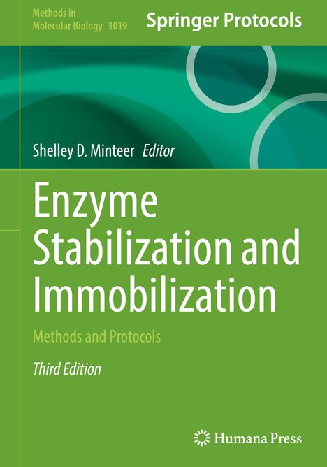 "Enzyme Stabilization and Immobilization" ist in Weiß auf grünem Hintergrund. Oben "Methods in Molecular Biology".