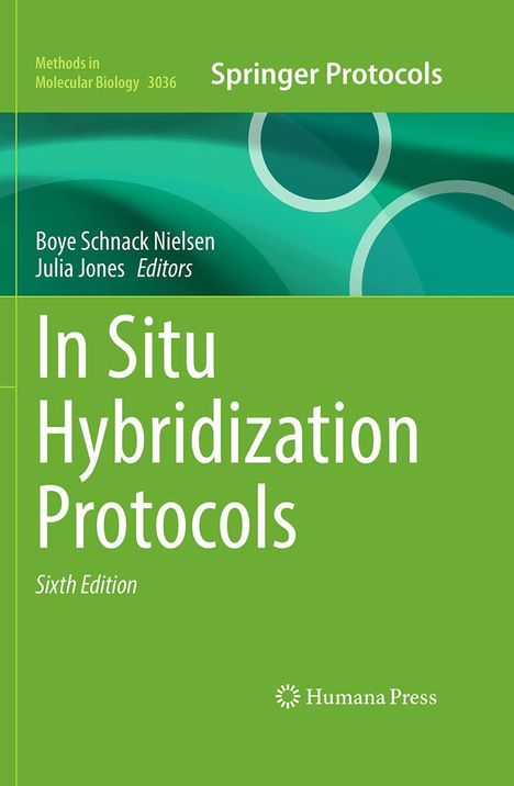 Covertext: "In Situ Hybridization Protocols, Sixth Edition." Grünes Design mit abstrakten Kreisen und Verlagslogo.
