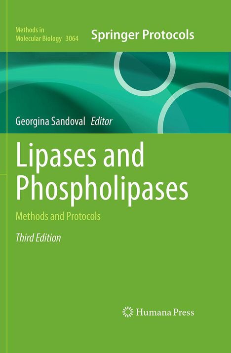 „Lipases and Phospholipases“, grünes Buchcover, „Methods and Protocols“, „Third Edition“, Kreisdesigns, Springer Logo.