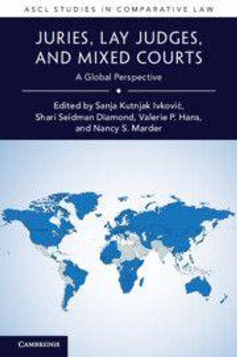 Titel: "Juries, Lay Judges, and Mixed Courts." Herausgegeben von Sanja Kutnjak Ivković und anderen. Weltkarte in Blau.