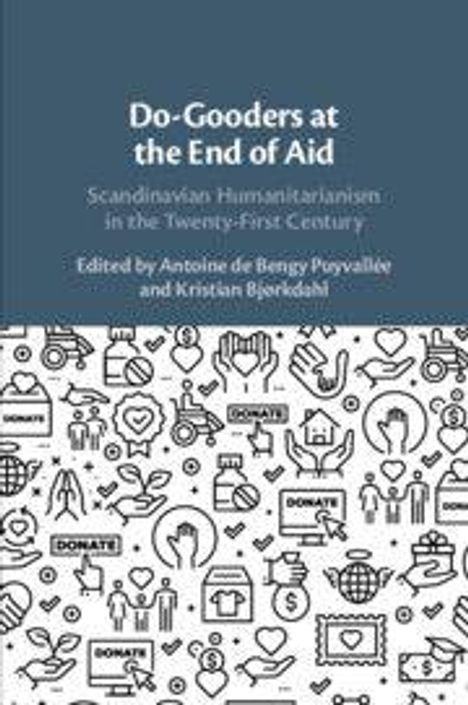 Der Text beschreibt eine Abhandlung über skandinavische Hilfe im 21. Jahrhundert, herausgegeben von zwei Autoren. Darunter sind Icons.