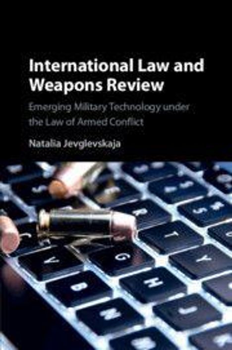 "International Law and Weapons Review" von Natalia Jevglevska. Patronen liegen auf einer Tastatur.