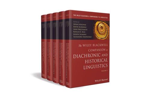 Fünf rote Buchrücken. Titel: "The Wiley Blackwell Companion to Diachronic and Historical Linguistics".