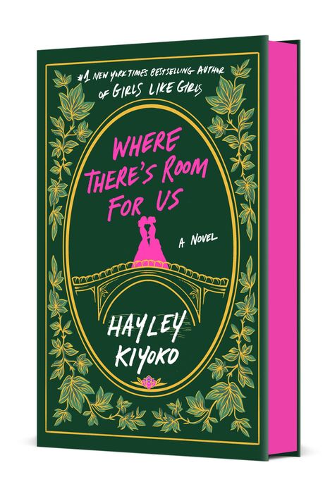 Buchtitel: "Where There's Room For Us". Autorin: Hayley Kiyoko. Illustration: Zwei Figuren auf einer Brücke, von Pflanzen umrahmt.