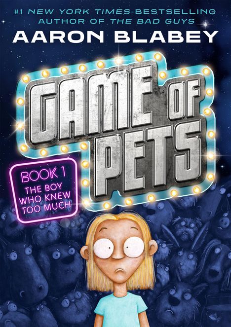 "Game of Pets" in großer Schrift. "Book 1: The Boy Who Knew Too Much" darunter. Illustration: Junge mit Haustieren im Hintergrund.