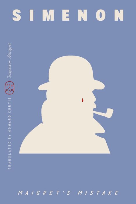 SIMENON. "Maigret's Mistake". Silhouette of a man with a pipe and red tear.