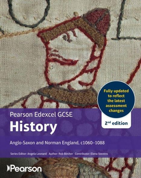 "Pearson Edexcel GCSE History" steht über einem detailreichen mittelalterlichen Wandteppich mit einer kämpfenden Figur.