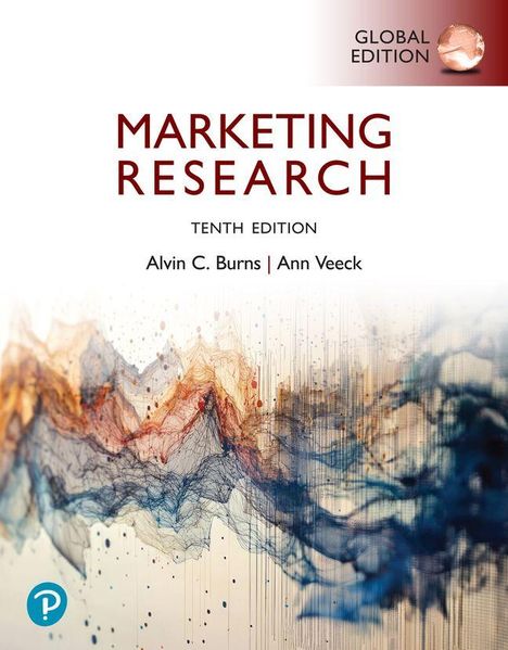 "Marketing Research, Tenth Edition, Alvin C. Burns, Ann Veeck. Farbiges abstraktes Landschaftsillustration."