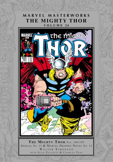 MARVEL MASTERWORKS THE MIGHTY THOR VOLUME 24; Comic-Illustration von Thor in dynamischer Pose mit Hammer.