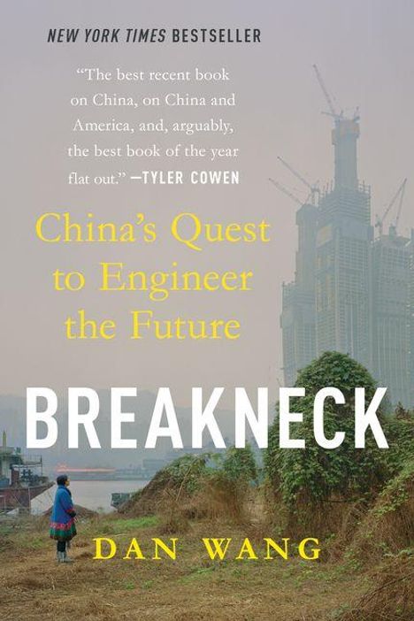 "China's Quest to Engineer the Future: BREAKNECK" von Dan Wang. Im Hintergrund Baukräne, vorne eine Person auf einem Feld.