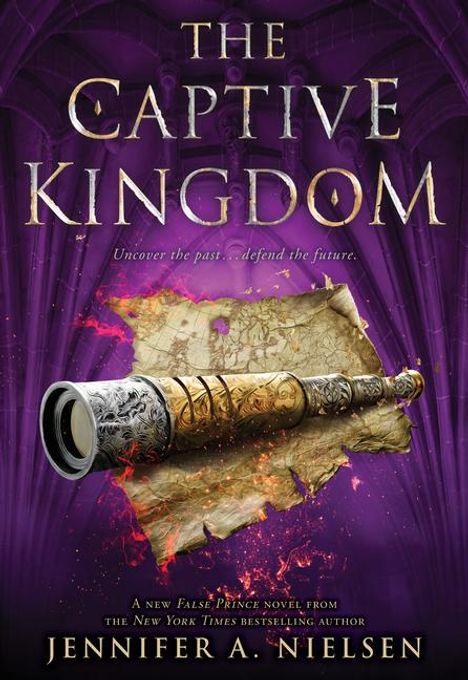 "The Captive Kingdom" steht groß oben. Darunter: "Uncover the past... defend the future." Im Hintergrund eine alte Karte.