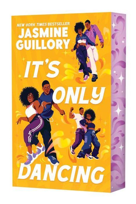 "NEW YORK TIMES BESTSELLER JASMINE GUILLORY IT'S ONLY DANCING" steht auf einem Buchcover mit tanzenden Paaren.