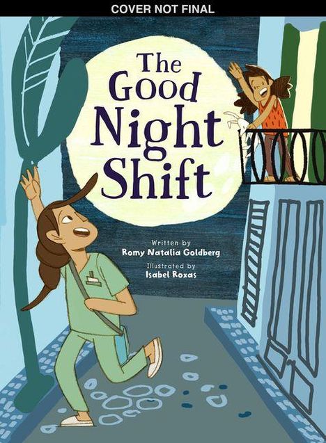 "The Good Night Shift" steht in großer Schrift. Eine Person in Krankenhauskleidung läuft, während eine andere Person auf einem Balkon winkt.