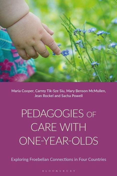Oben Namen von Autoren. Titel: "PEDAGOGIES OF CARE WITH ONE-YEAR-OLDS". Darunter Untertitel. Ein Babyhand berührt Blumen.