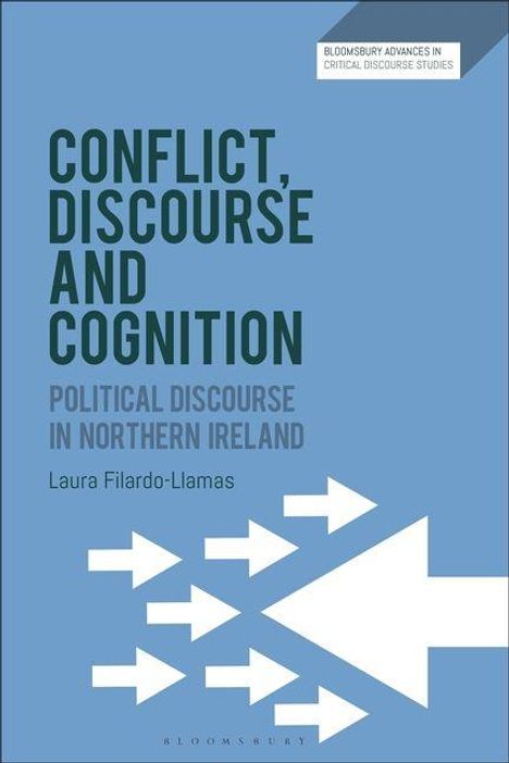 Blauer Hintergrund, großer Titel: "Conflict, Discourse and Cognition". Pfeile rechts unten weisen nach rechts.