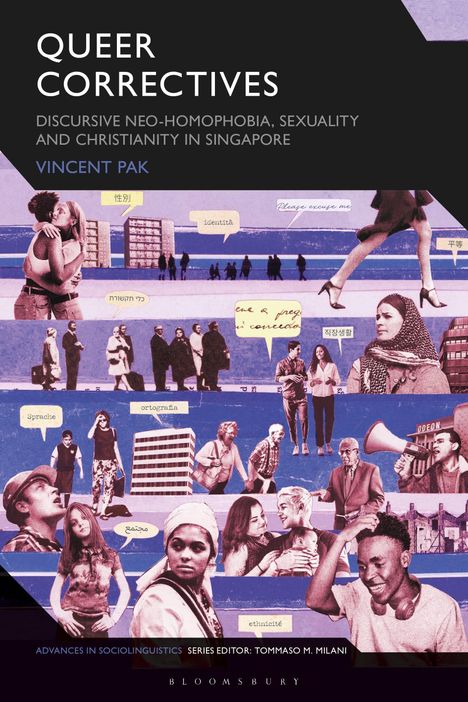Titel: "QUEER CORRECTIVES". Eine Collage mit diversen Szenen und verschiedenen Personen.