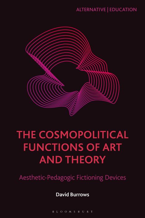 "ALTERNATIVE | EDUCATION", "THE COSMOPOLITICAL FUNCTIONS OF ART AND THEORY", "David Burrows". Linien bilden Kopfprofil.