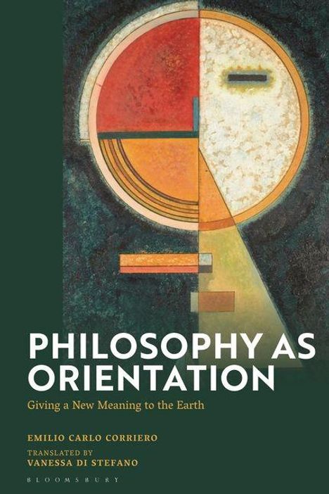 „PHILOSOPHY AS ORIENTATION: Giving a New Meaning to the Earth.“ Geometrische Illustration in warmen Farben.