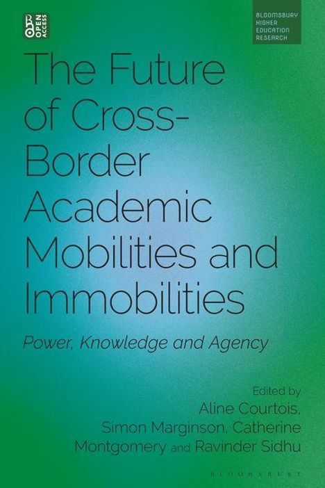 "The Future of Cross-Border Academic Mobilities and Immobilities. Power, Knowledge and Agency." Grüner Verlaufshintergrund.