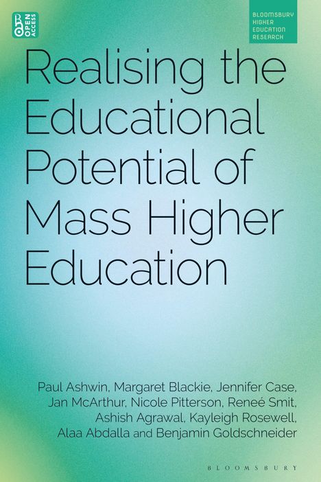 "Realising the Educational Potential of Mass Higher Education" mit Autoren wie Paul Ashwin auf einem grünen Hintergrund.