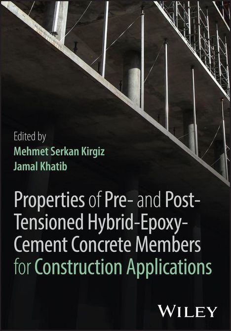 Text: "Properties of Pre- and Post-Tensioned Hybrid-Epoxy-Cement Concrete Members for Construction Applications." Im Hintergrund Baustelle.