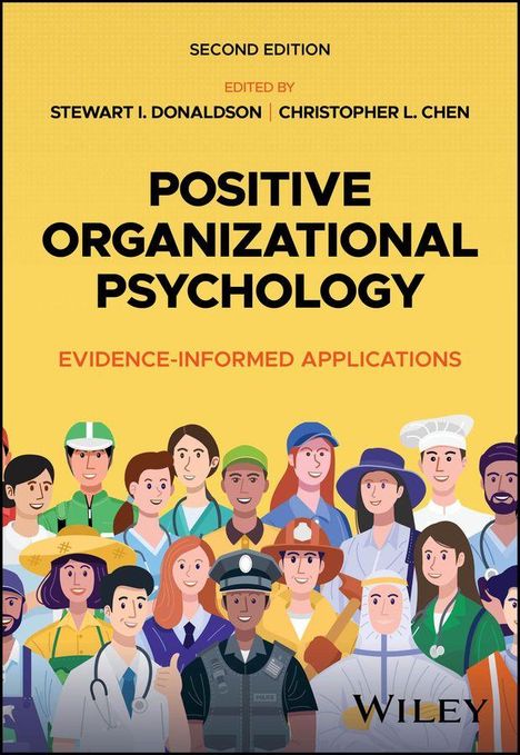 "Positive Organizational Psychology" von Donaldson und Chen, zeigt diverse Fachkräfte in Arbeitskleidung.