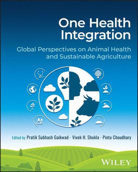 Titel: "One Health Integration: Global Perspectives on Animal Health and Sustainable Agriculture". Kreis mit Symbolen.