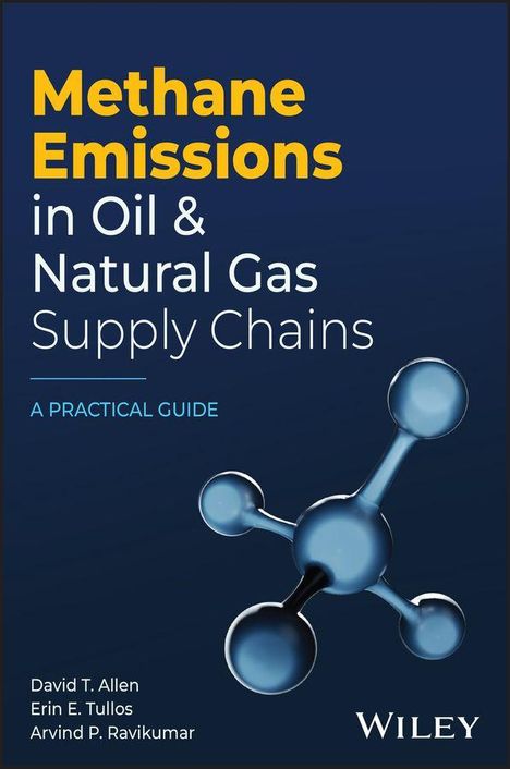 Methane Emissions in Oil & Natural Gas Supply Chains. Illustration eines Methanmoleküls, Wiley-Logo unten rechts.