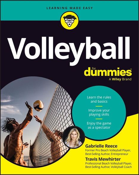 „Volleyball for dummies“. Lerntipps, Spielverbesserung, und Zuschauerfreude. Bild: Zwei Volleyballspieler am Netz.