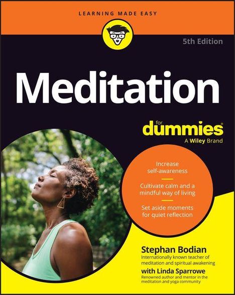"Meditation for dummies" 5th Edition. Tipps: Selbstbewusstsein, Ruhe, Achtsamkeit, Reflexion. Foto: Frau in Natur.