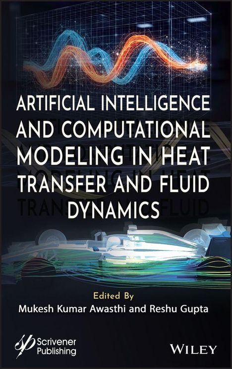 "Artificial Intelligence and Computational Modeling in Heat Transfer and Fluid Dynamics" – Titel eines Buches mit Formel-Illustration.