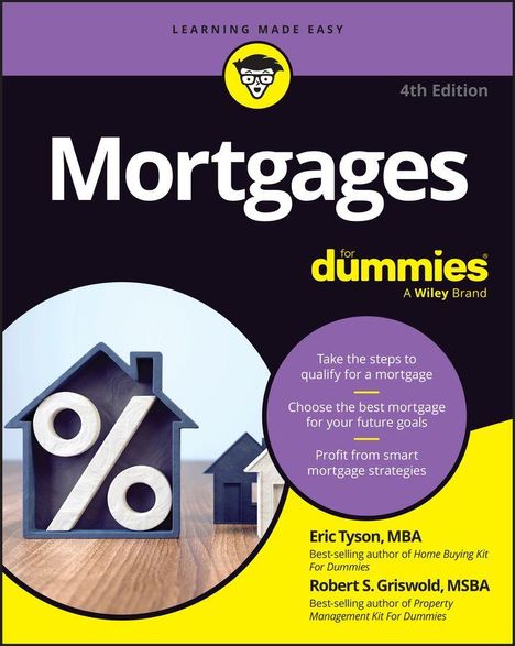 "Mortgages for dummies" 4. Edition. Tipps zu Hypotheken. Autoren: Eric Tyson, MBA, Robert S. Griswold, MSBA. Haus mit Prozentzeichen.