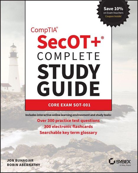 „CompTIA SecOT+ Complete Study Guide. CORE EXAM SOT-001.“ Links ist ein Leuchtturm zu sehen.