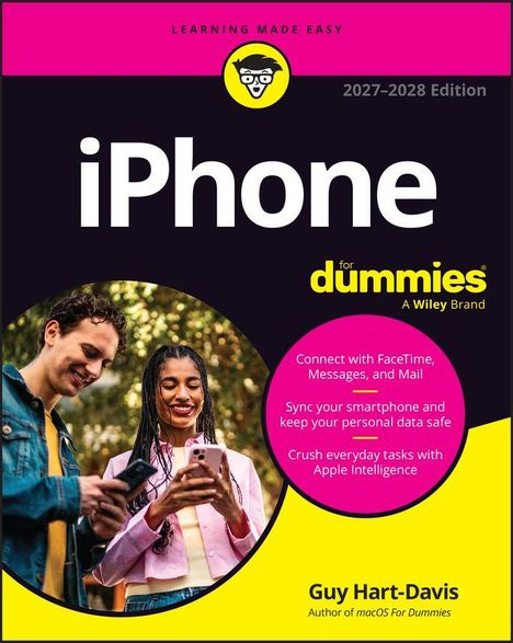 "iPhone for dummies 2027–2028 Edition. Connect with FaceTime. Personen benutzen Smartphones draußen."