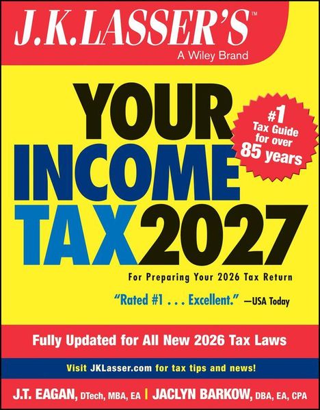 „YOUR INCOME TAX 2027“ in großer Schrift, obere Ecke: „#1 Tax Guide for over 85 years“. Gelbes und rotes Cover.