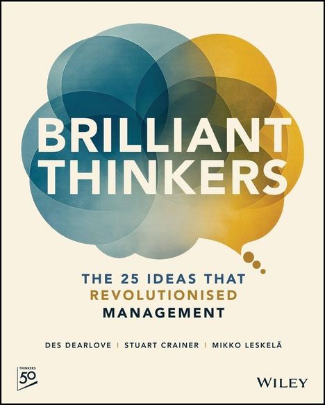 "BRILLIANT THINKERS" in großen Buchstaben, dahinter überlappende Kreise in Blau und Gelb. Logo unten links.