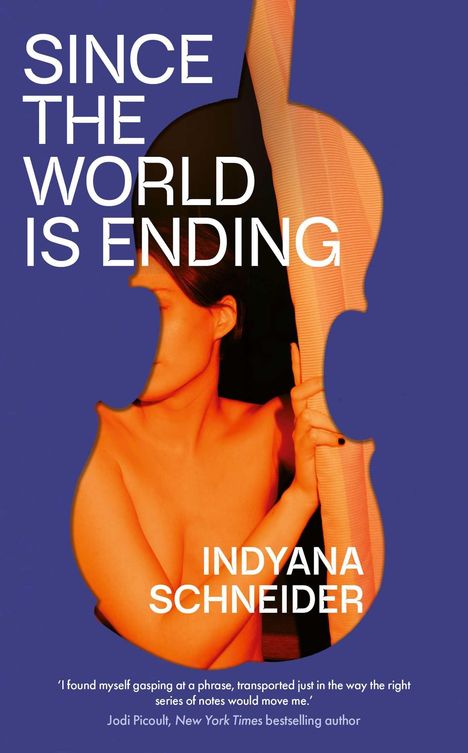 "Since the World Is Ending" in großen Buchstaben, Autor: Indyana Schneider. Silhouette eines Gesichts vor blauem Hintergrund.