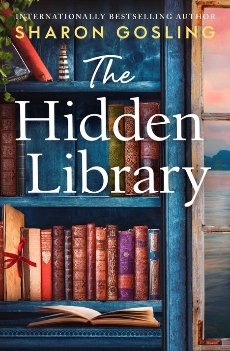 "THE HIDDEN LIBRARY", "SHARON GOSLING", "COVER TO BE REVEALED". Pink Rahmen, weißer Hintergrund. Simon & Schuster Logo unten.
