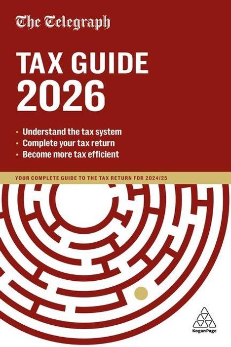 "Tax Guide 2026": Verstehen des Steuersystems, Steuererklärung erledigen, steuerlich effizienter werden. Labyrinth-Motiv unten.