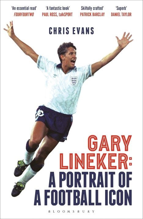 Titel: "Gary Lineker: A Portrait of a Football Icon" von Chris Evans. Darunter ein Jubel des besagten Fußballers.