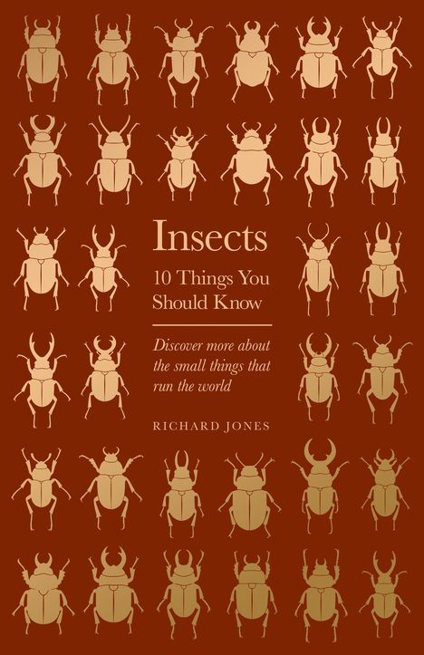 "Insects: 10 Things You Should Know" von Richard Jones. Hintergrund: braun mit goldenen Insekten.