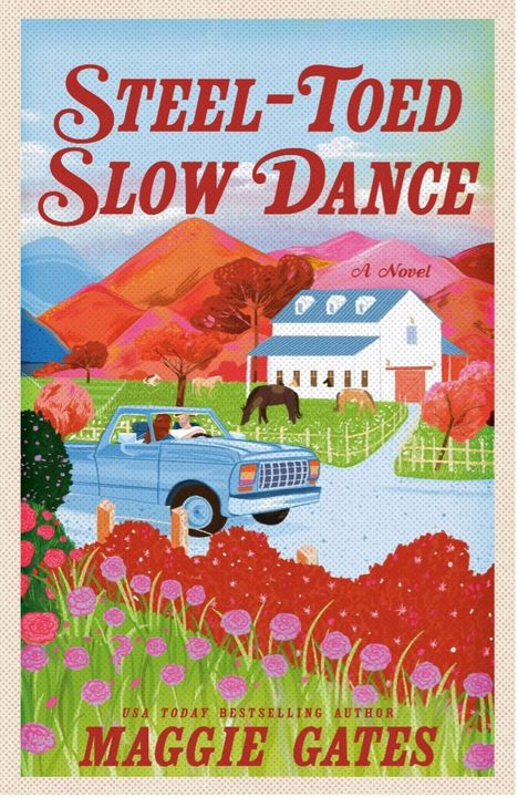 Text: "Steel-Toed Slow Dance", "MAGGIE GATES", "HODDER & STOUGHTON", "FINAL COVER TO BE REVEALED". Einfacher weißer Hintergrund.