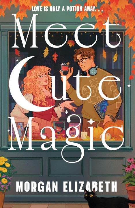 „Meet Cute Magic“ und „Morgan Elizabeth“ in schwarzer Schrift; orange Logo-Illustration unten.