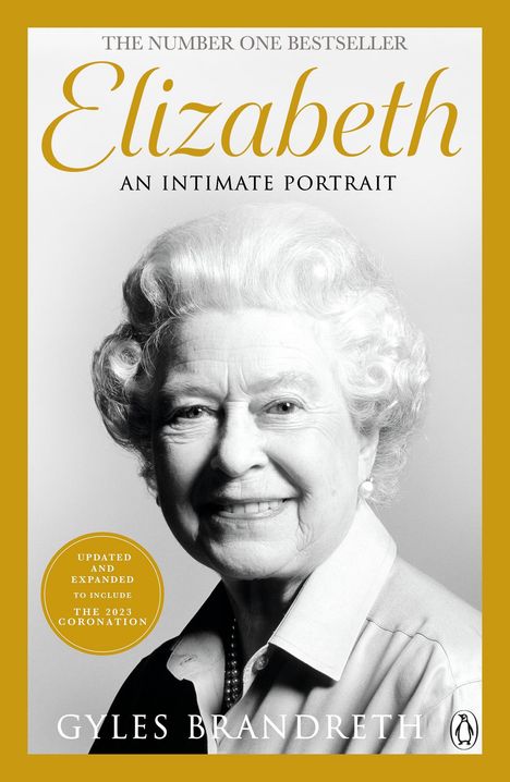 "Elizabeth: An Intimate Portrait" steht oben. Ein Porträt einer lächelnden älteren Frau mit weißem Haar.