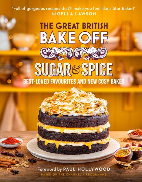 Text: „THE NEW BOOK FROM THE GREAT BRITISH BAKE OFF 2026“. Orange Hintergrund, oberer Rand umgefaltet.