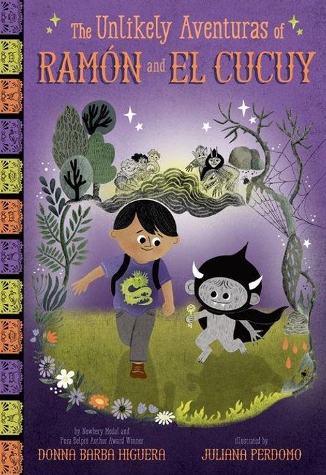 "The Unlikely Aventuras of Ramón and El Cucuy" zeigt zwei Figuren, einen Jungen und ein Monster, in einer bunten Waldszene.