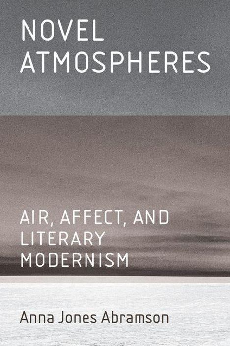 Titel: "Novel Atmospheres". Text: "Air, Affect, and Literary Modernism". Autor: Anna Jones Abramson. Sepia-Ton Landschaft.